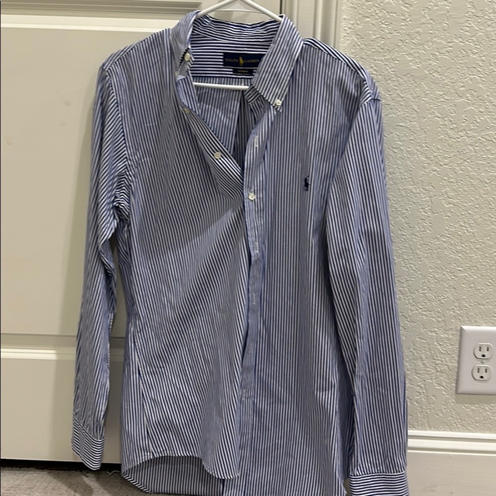 Ralph Lauren blue and white striped Oxford shirt